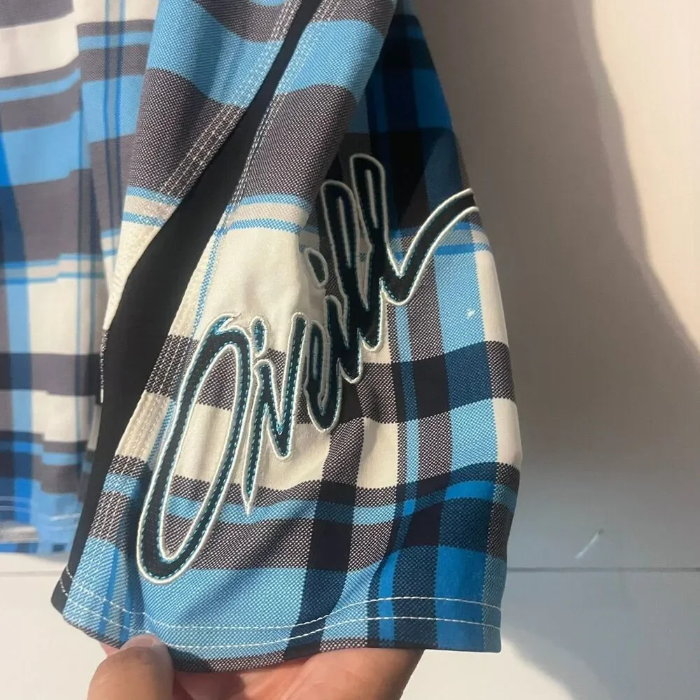 Oneill Mens Board Shorts Size 33 Multicolor Plaid Superfreak Trunks Embroidered